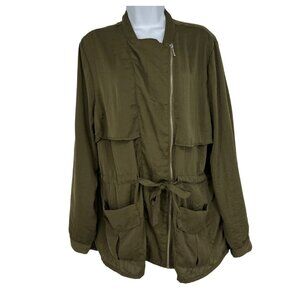 Lane Bryant Womens Olive Green Full Zip Utility Jacket Size 14/16